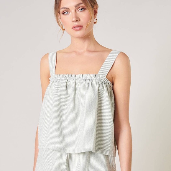 Seersucker Ruffle Crop Top by Sugarlips - Picture 6 of 7